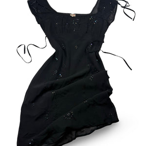 Black pleated night out maxi dress (XL)