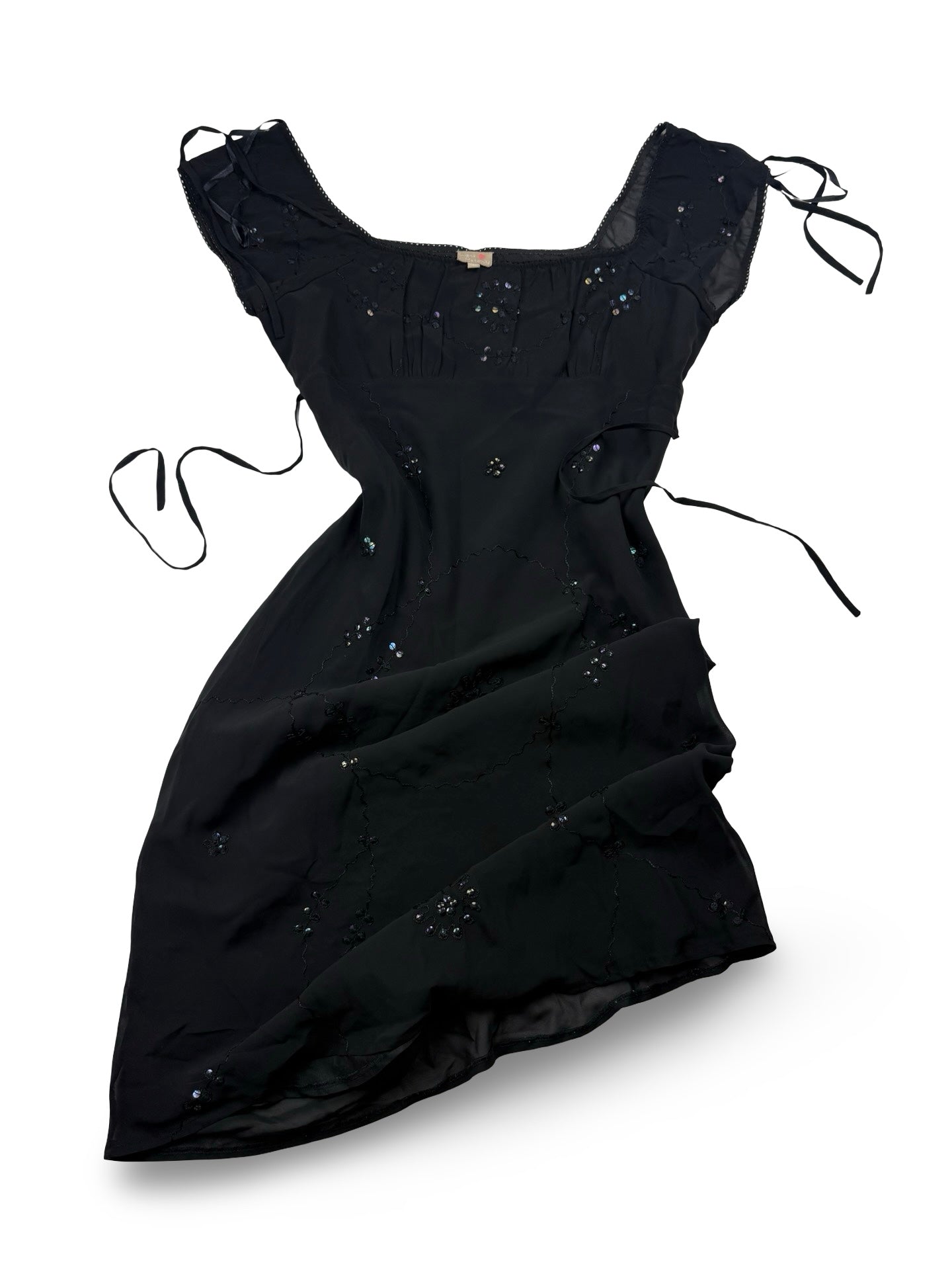 Black pleated night out maxi dress (XL)