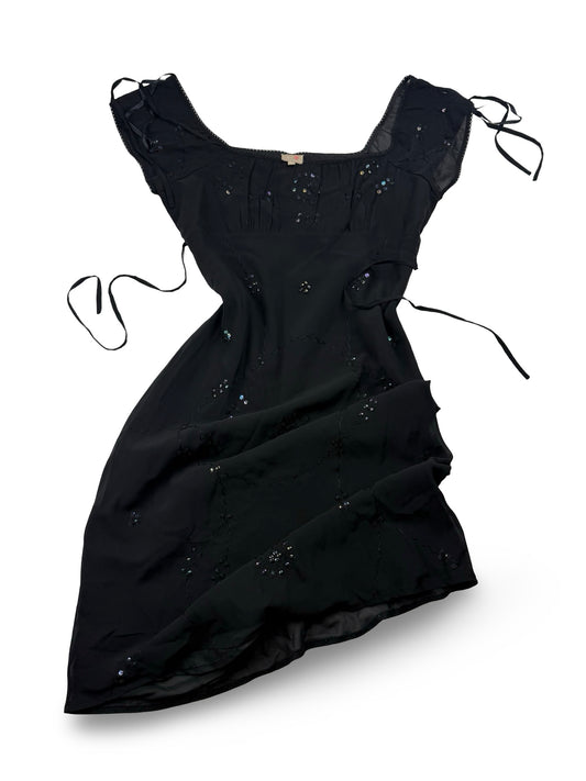 Black pleated night out maxi dress (XL)