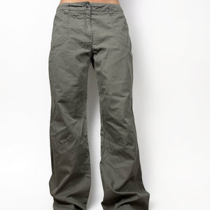 Khaki cotton low rise baggy pants (L)