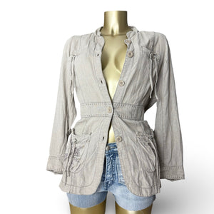 Beige linen blazer jacket (XL)