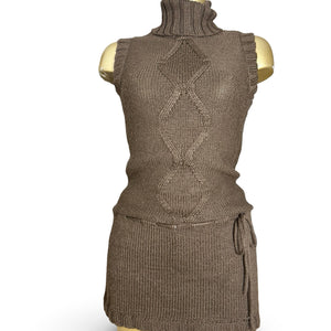 Brown turtleneck wool sleeveless mini dress jumper (S/M)