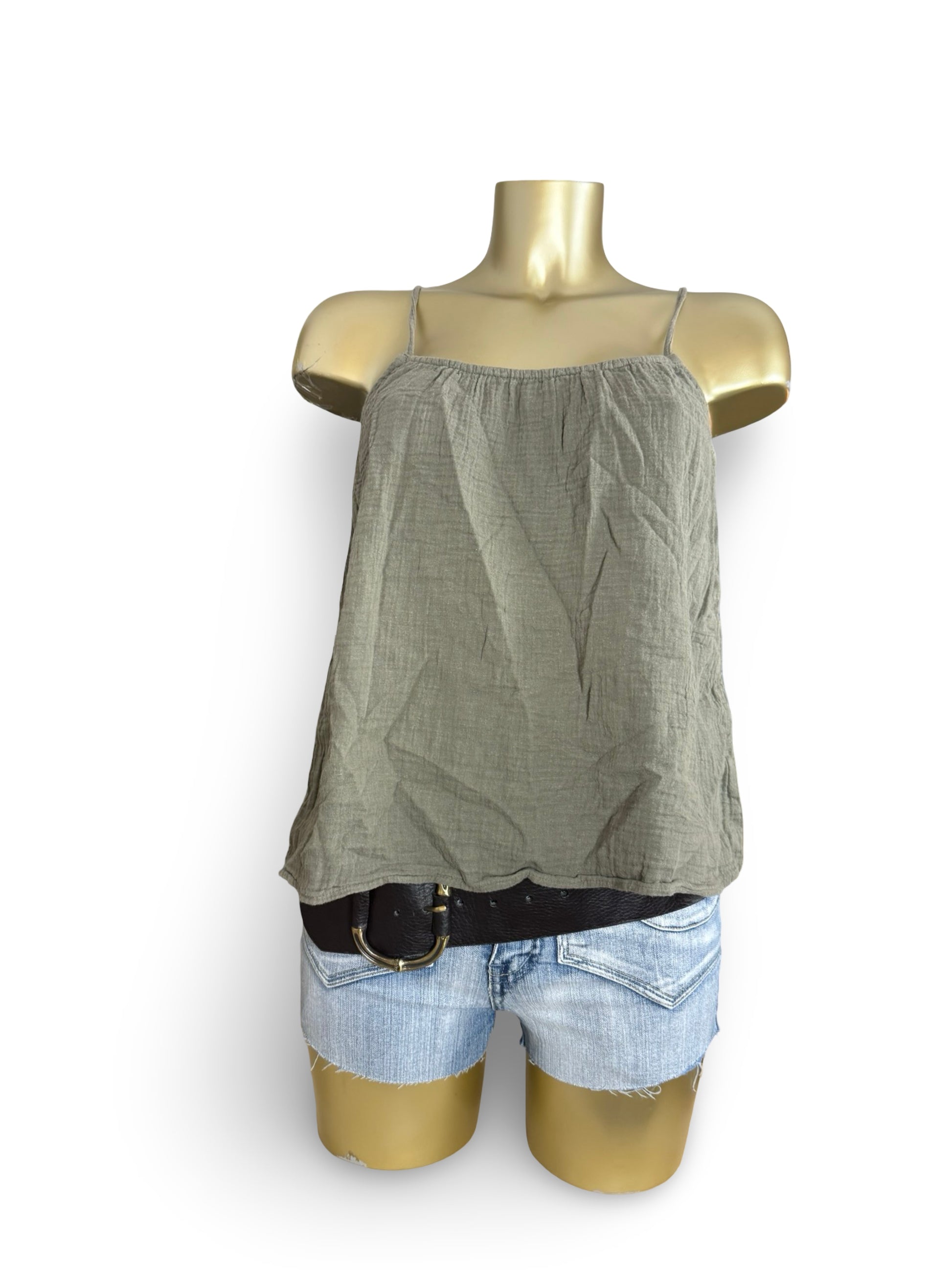 Khaki 100% cotton cami top (XS/S)