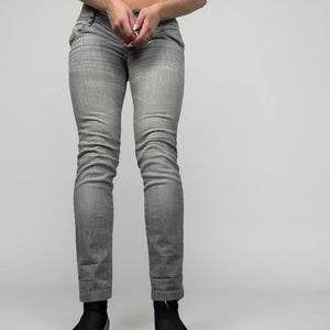 Grey denim low rise skinny pants (XS)