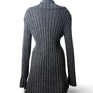 Grey bi fabric suede knit trench coat (M/L)