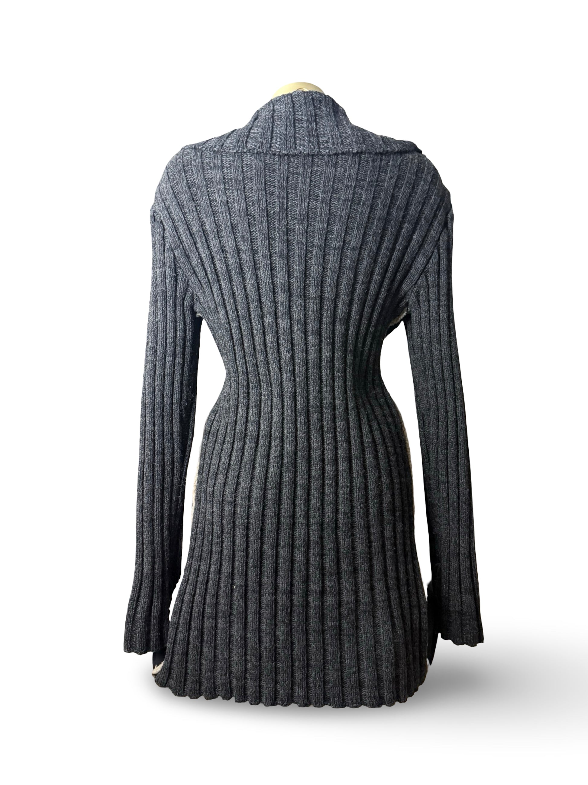 Grey bi fabric suede knit trench coat (M/L)