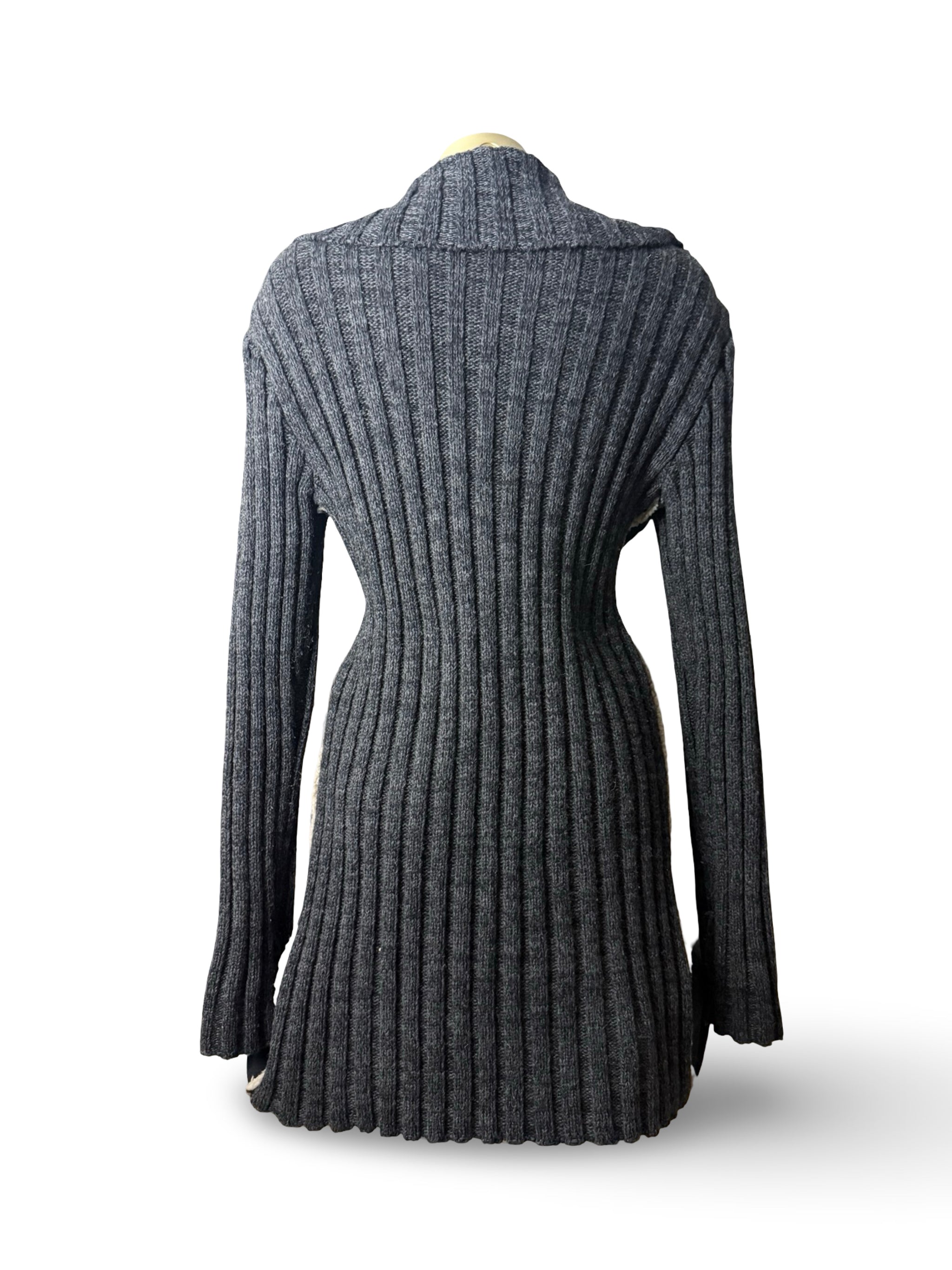 Grey bi fabric suede knit trench coat (M/L)