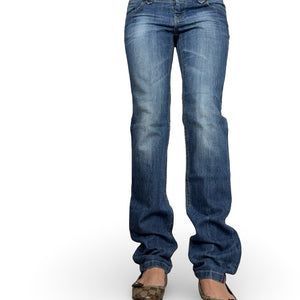 Blue denim low waist baggy straight legs pants (M)