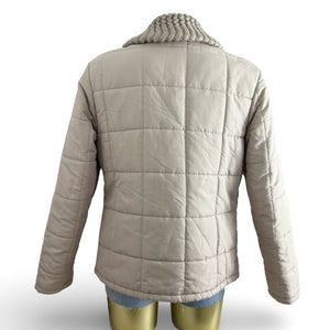 Beige zip up wool neck puffer jacket (M/L)