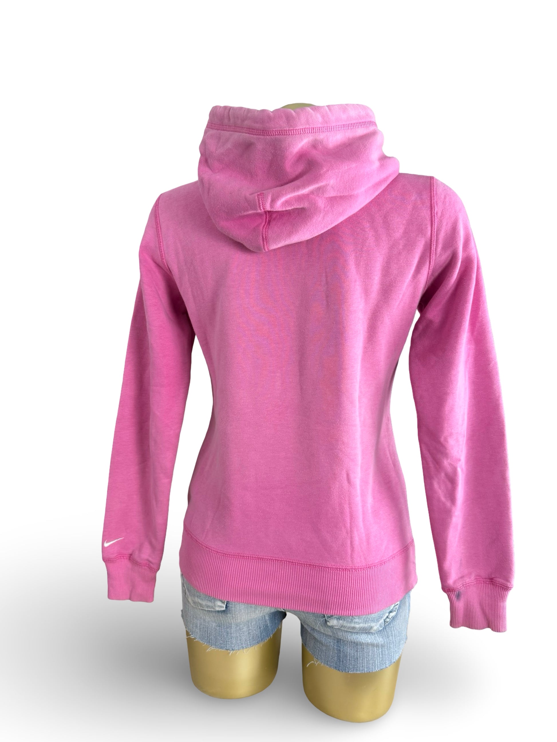 Pink logo cotton hoodie (S)