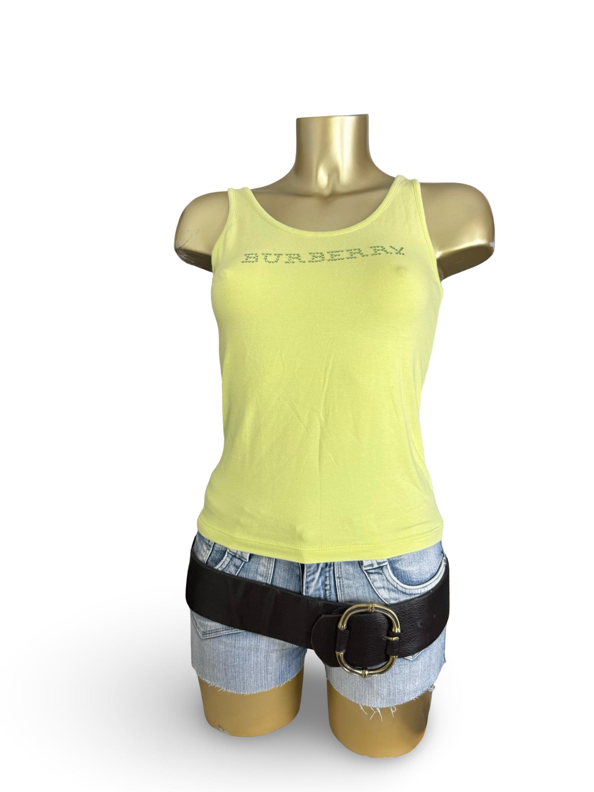 Yellow strass logostretchy cami top (S/M)