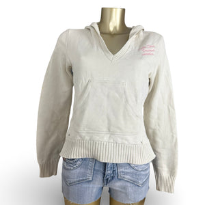 White cream cotton hoodie (M)