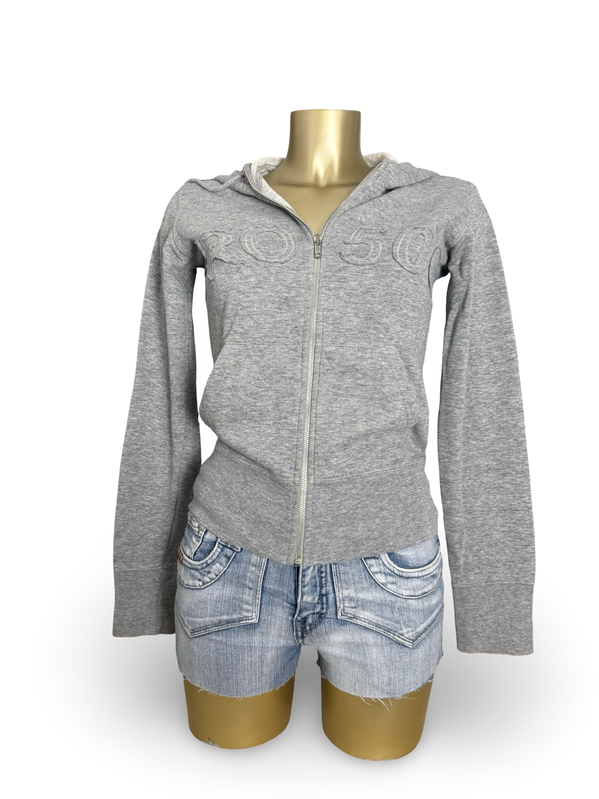Grey zip up 100% cotton hoodie (S)