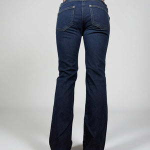Blue navy stretchy low waist denim bootcut pants (S)