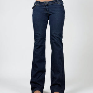 Blue navy stretchy low waist denim bootcut pants (S)