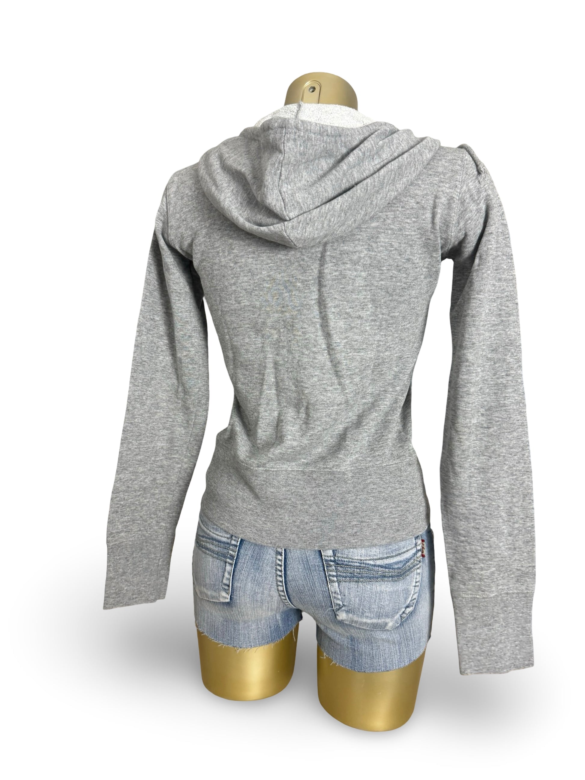 Grey zip up 100% cotton hoodie (S)