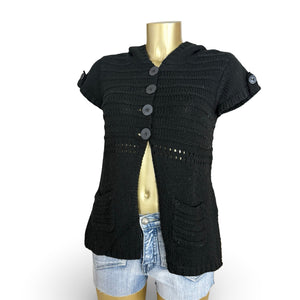 Black hooded short sleeves cardigan jumper (M/L)