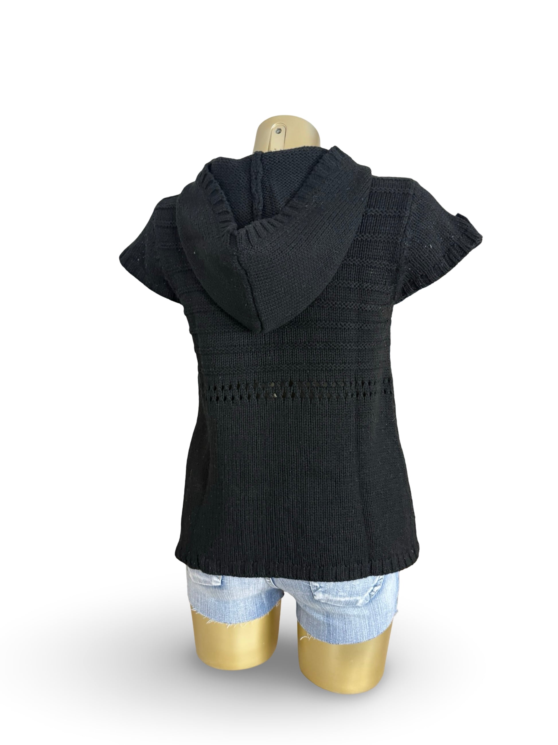 Black hooded short sleeves cardigan jumper (M/L)