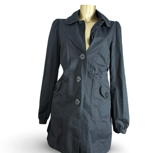 Black cotton trench jacket (M)