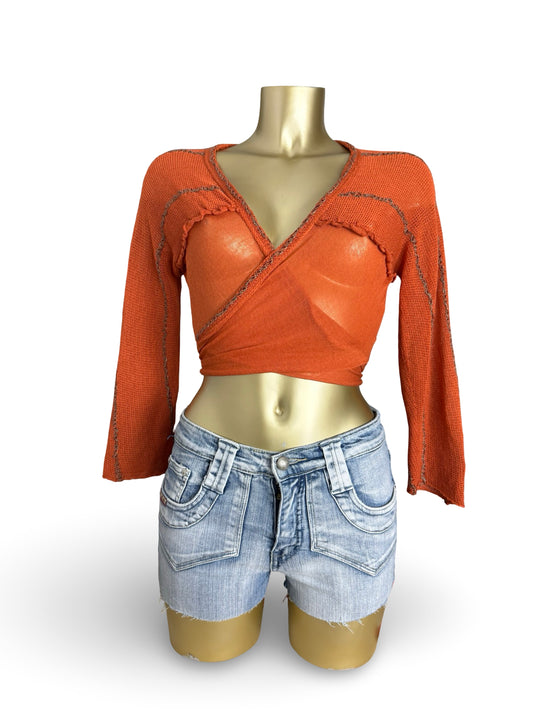 Orange tie up bolero jumper (M)