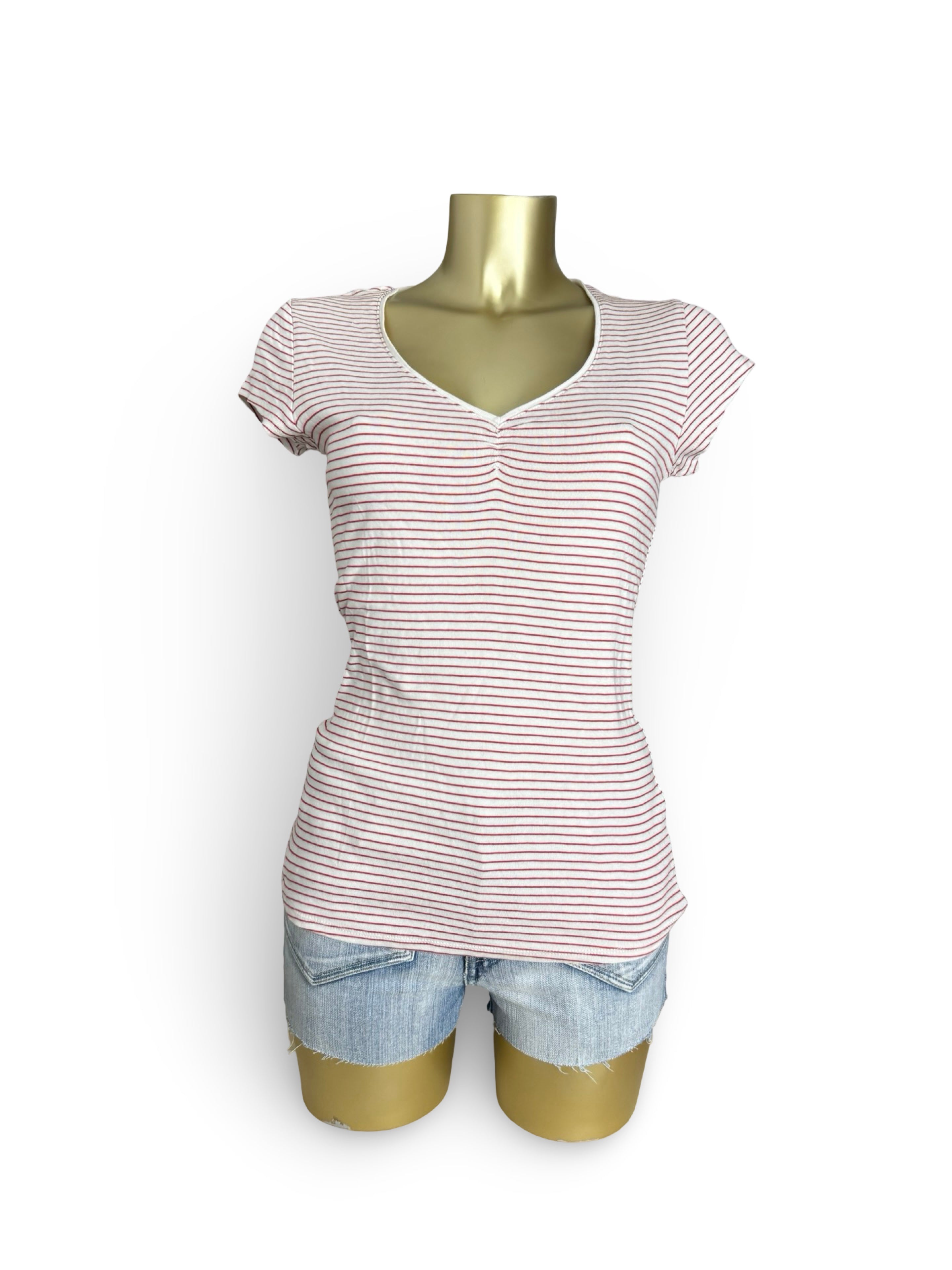 Pack of 2 striped cotton V neck tee (L)