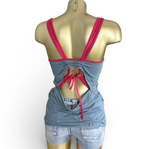 Grey activewear tie up backless top (S/M)