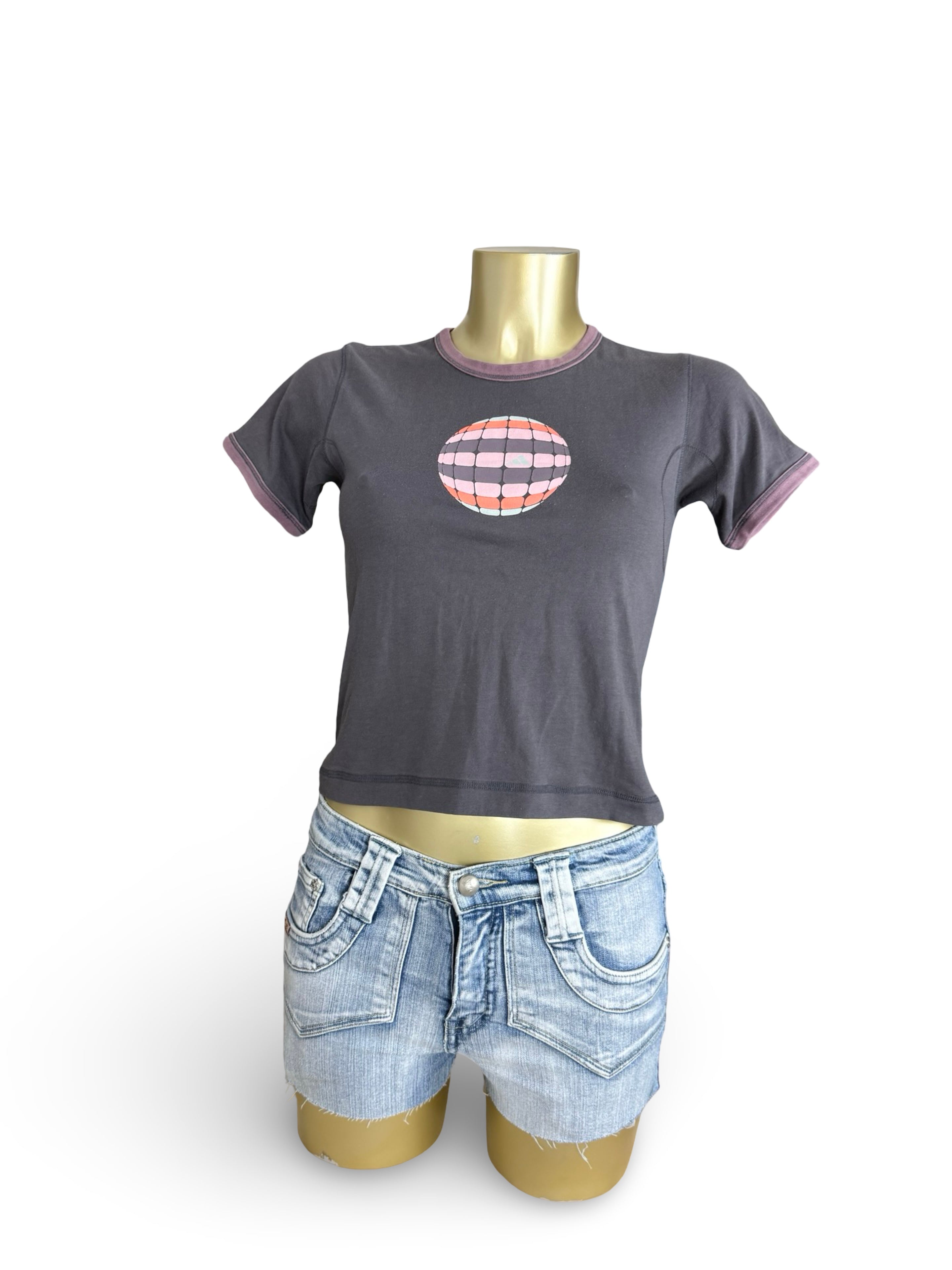 Purple & grey cotton logo activewear tee (S)