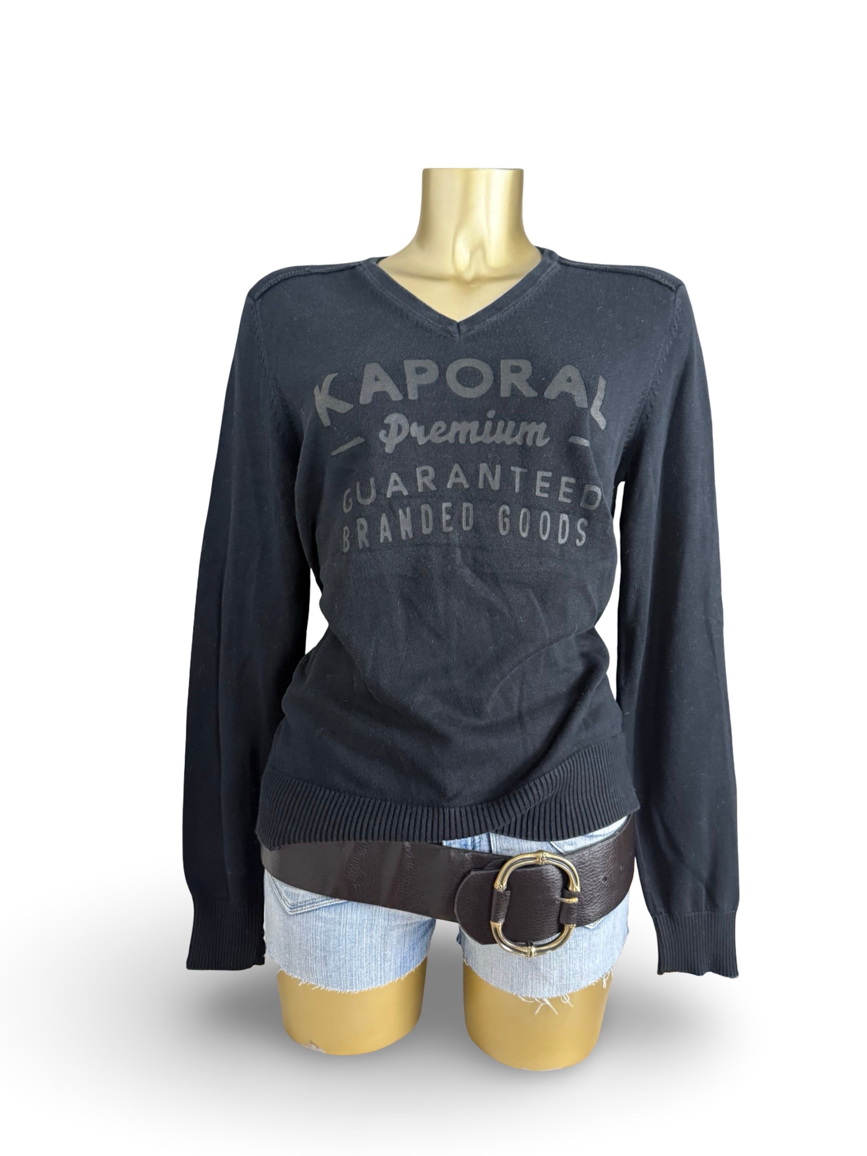 Black V neck 100% cotton jumper (M/L)