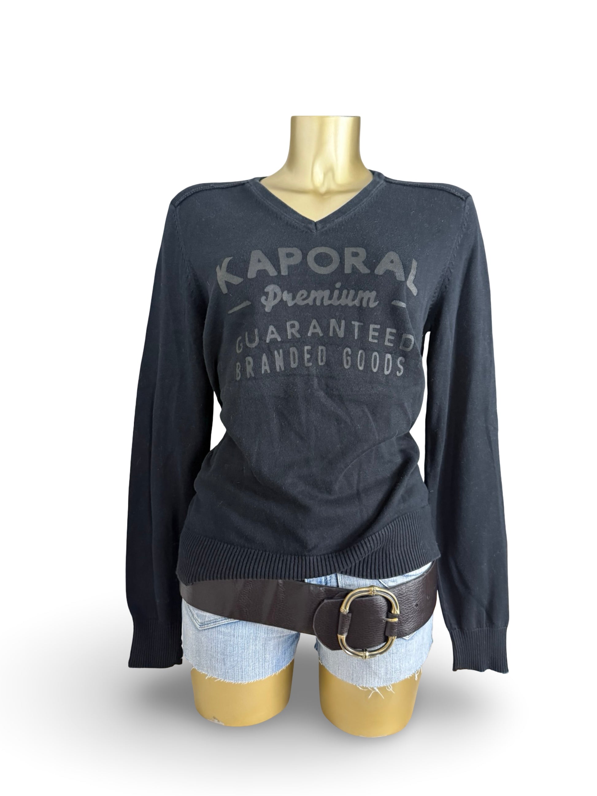 Black V neck 100% cotton jumper (M/L)