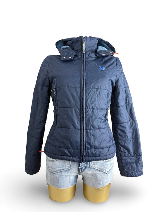 Blue hooded puffer jacket (M)
