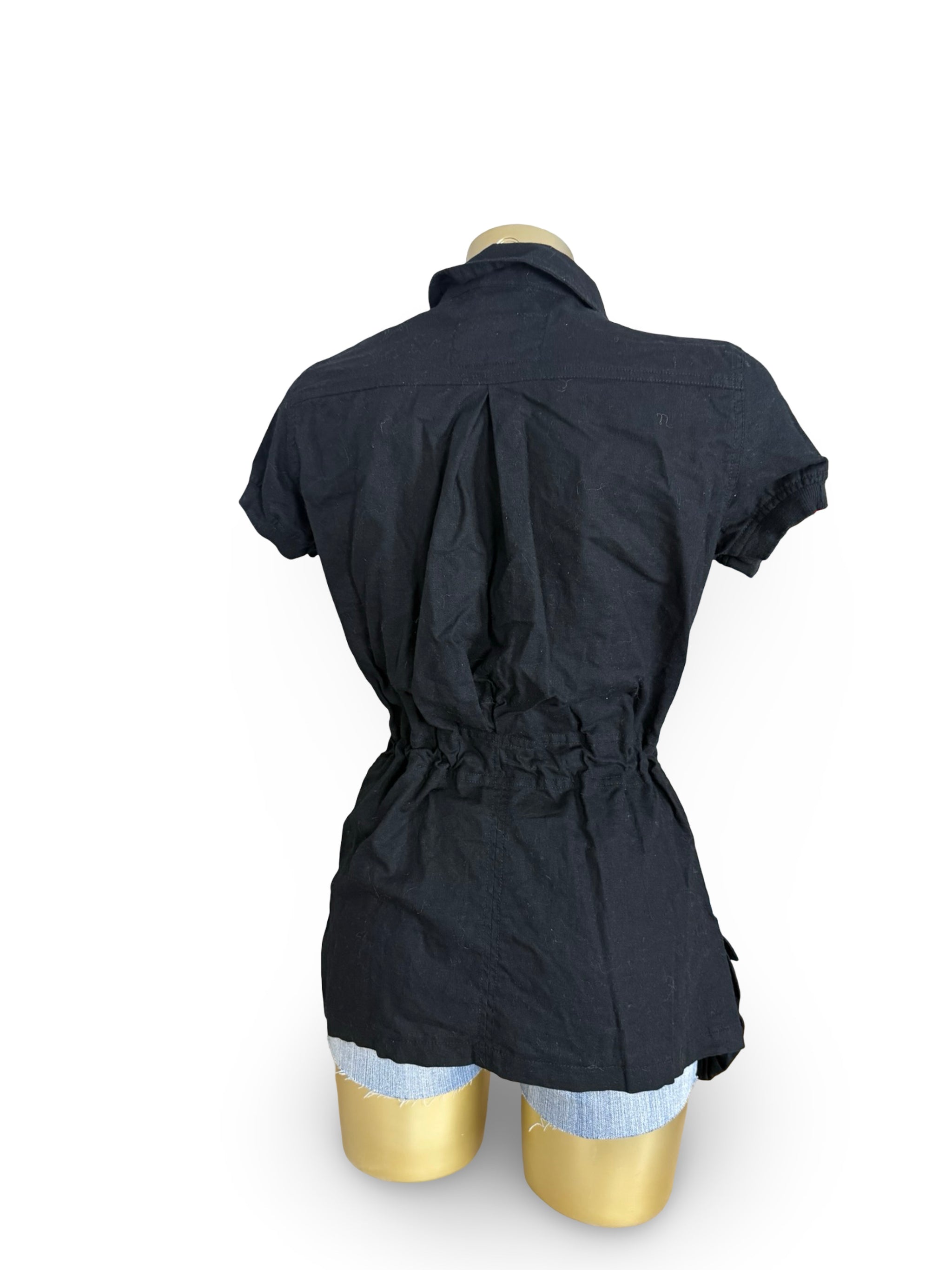 Black linen 2 in 1 short sleeves jacket / mini dress (S)