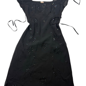 Black pleated night out maxi dress (XL)