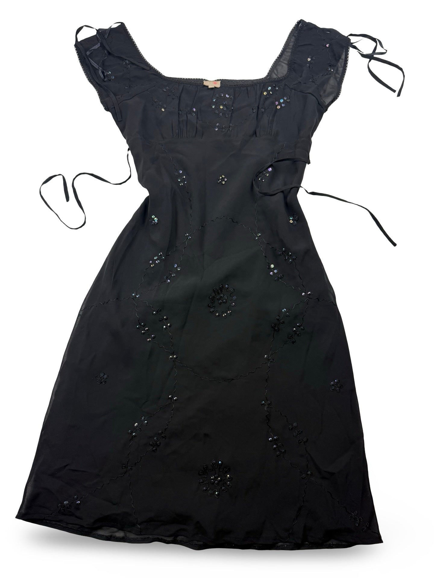 Black pleated night out maxi dress (XL)