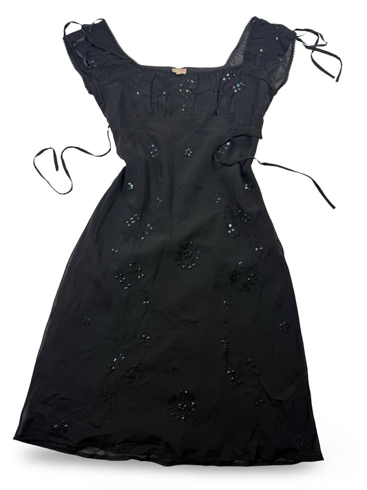 Black pleated night out maxi dress (XL)