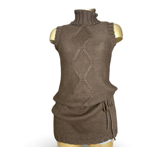 Brown turtleneck wool sleeveless mini dress jumper (S/M)