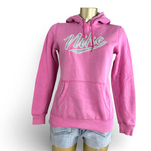 Pink logo cotton hoodie (S)