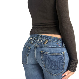 Blue denim low rise capri pants (XS)