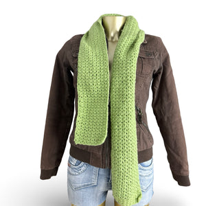 Green knitted winter scarf
