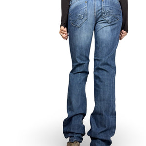 Blue denim low waist baggy straight legs pants (M)