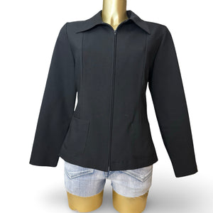 Black office zip up tight fit blazer jacket (M/L)