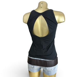 Black rhinestones logo backless top (S/M)