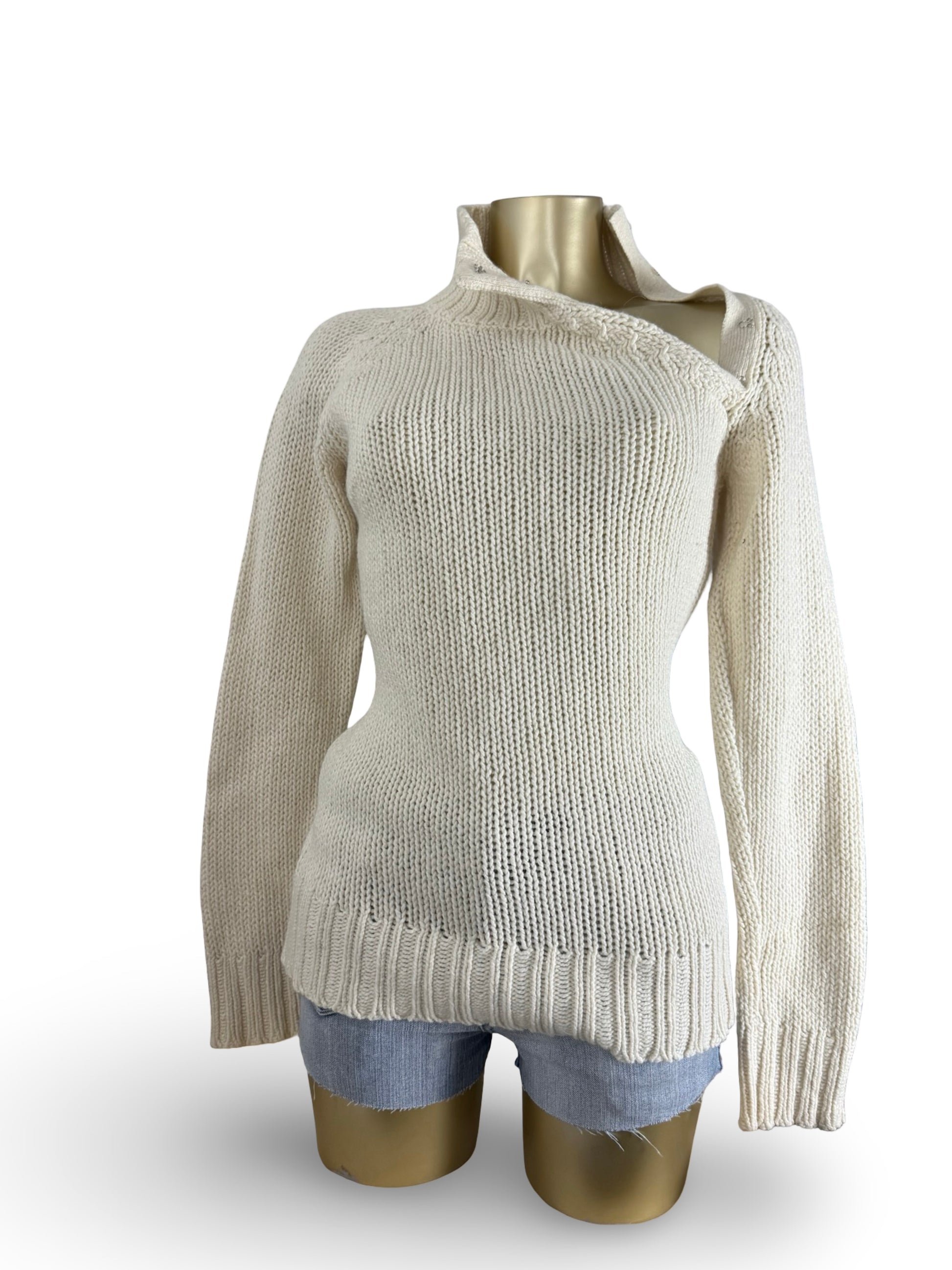 Cream wool & cotton turtleneck jumper (M/L)