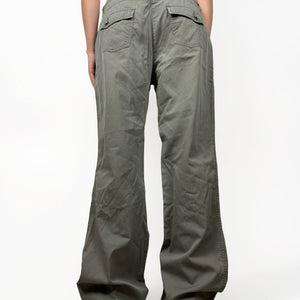 Khaki cotton low rise baggy pants (L)