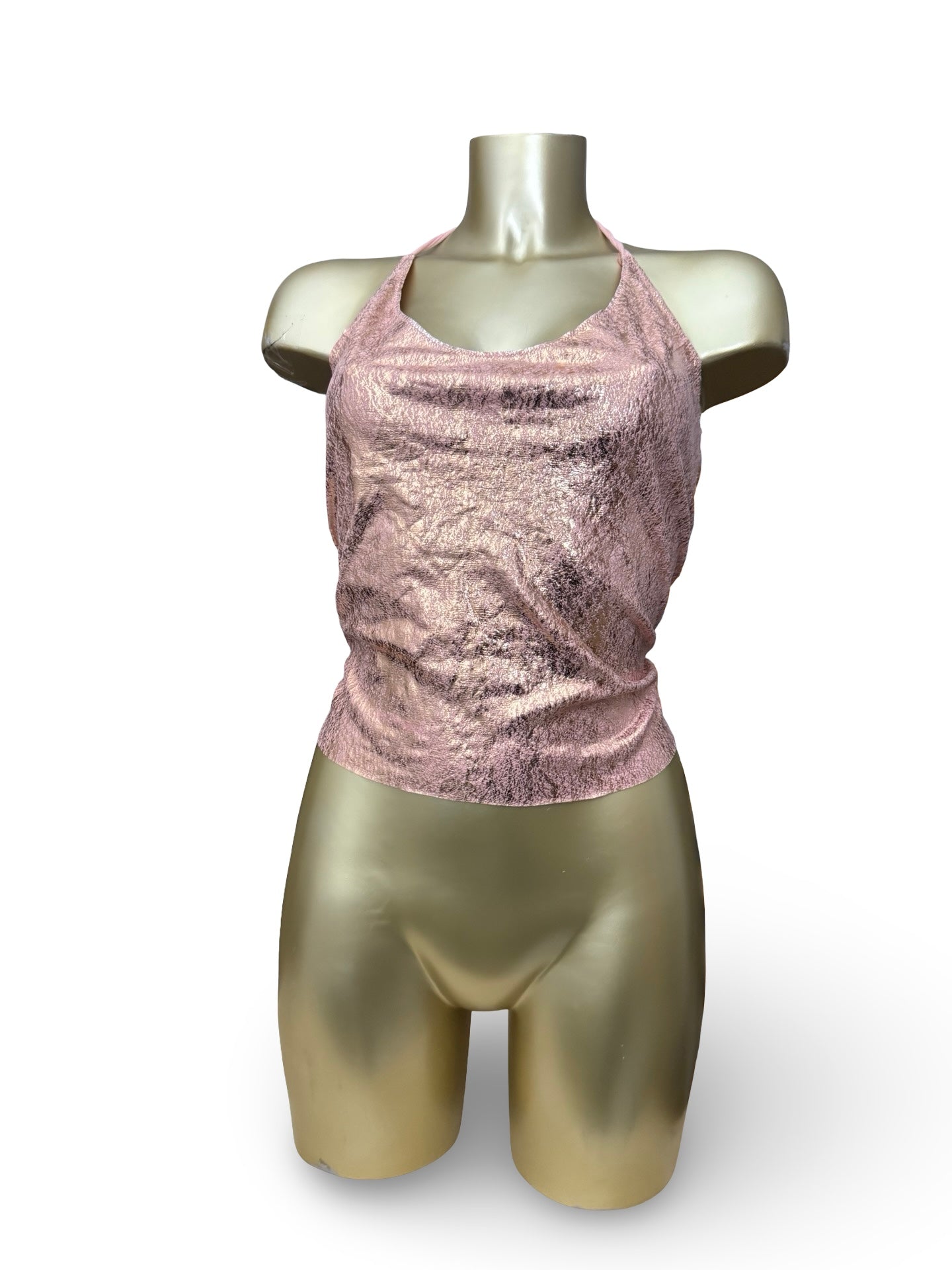 Baby pink shinning halter top (M)