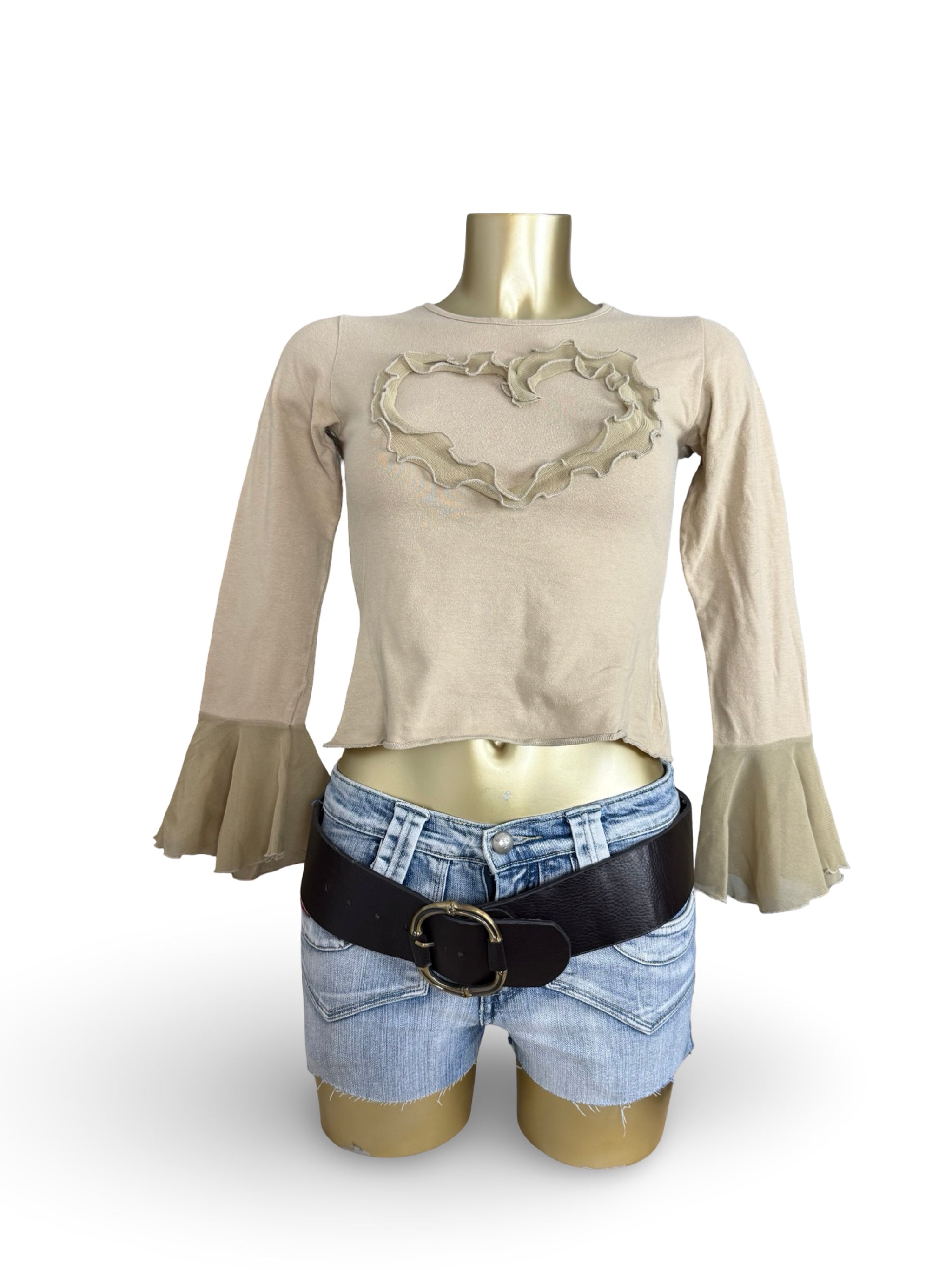 Beige long sleeves top (XS)