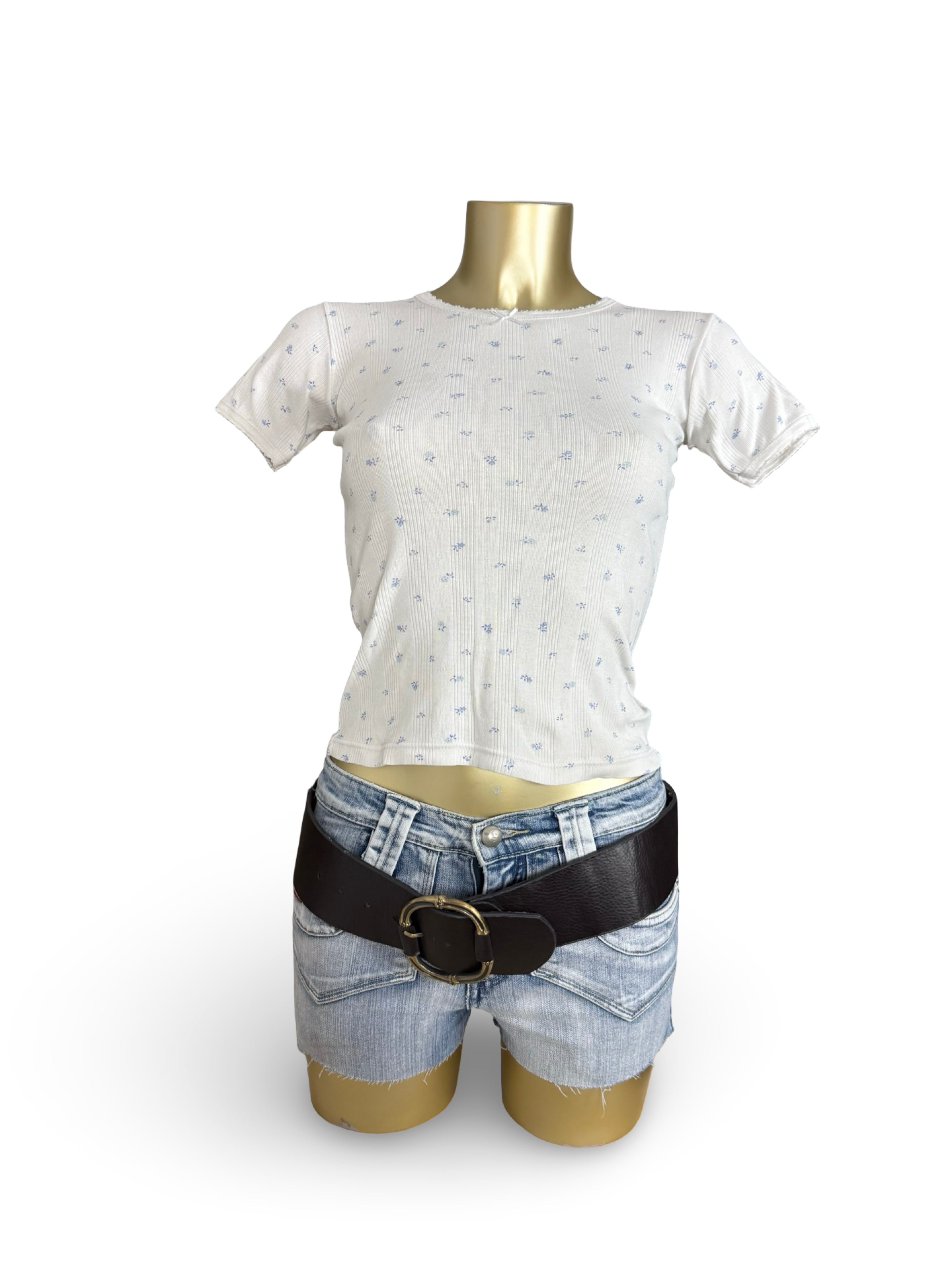 Pack of 2 white floral 100% cotton tee (XS/S)