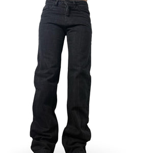 Black denim mid rise baggy pants (S/M)