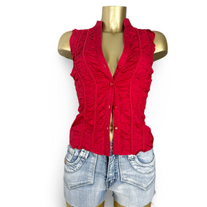 Red ruched buttons up top (S)