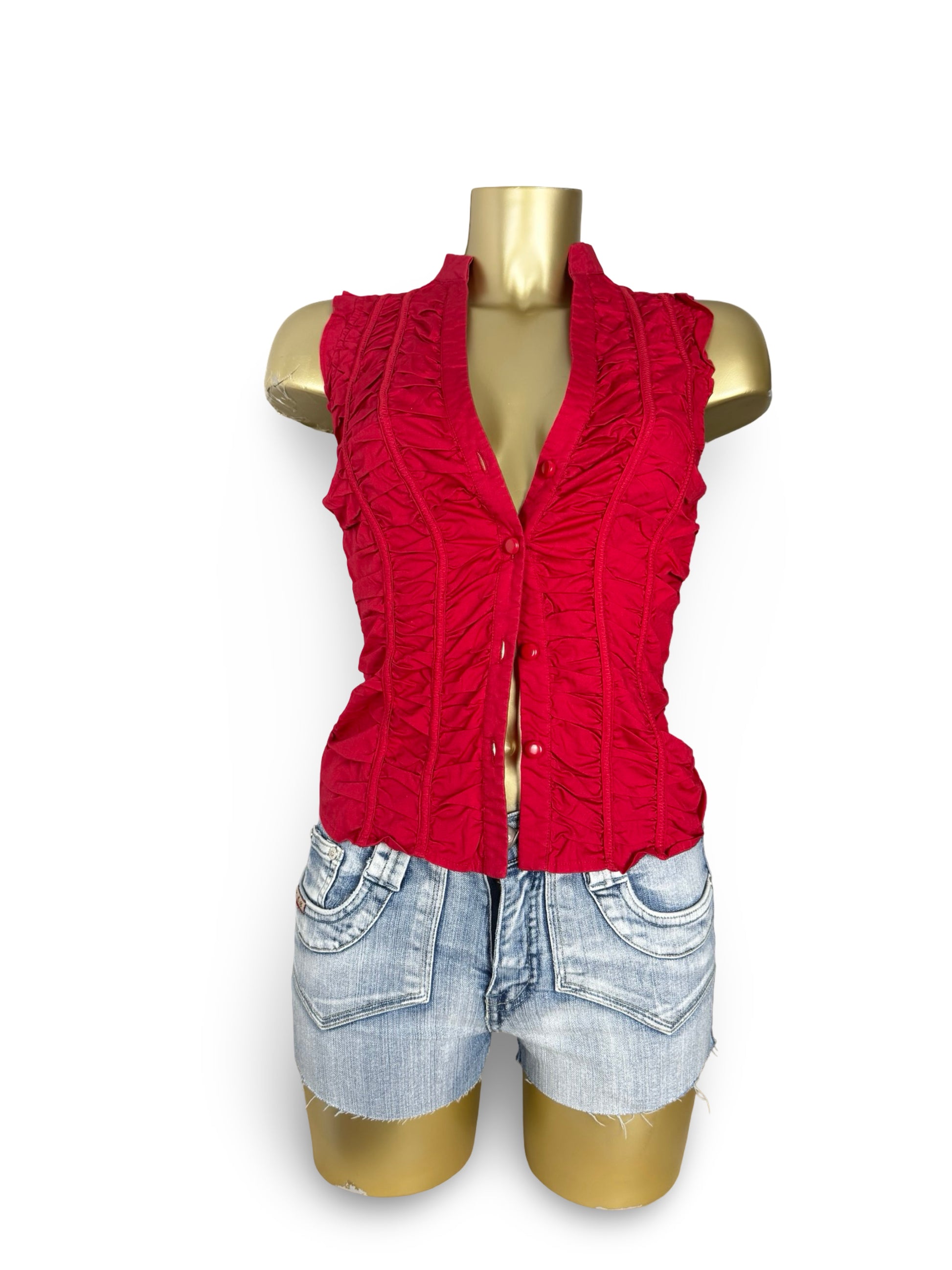 Red ruched buttons up top (S)