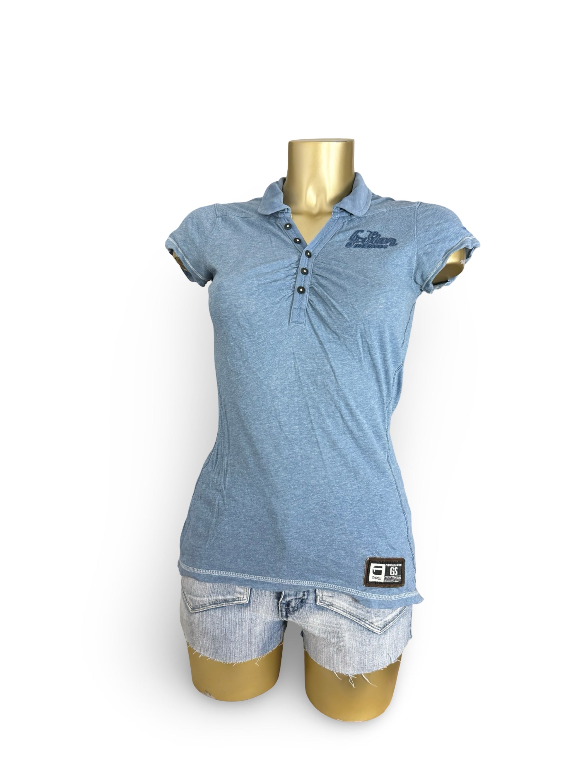 Blue cotton short sleeves shirt (S)